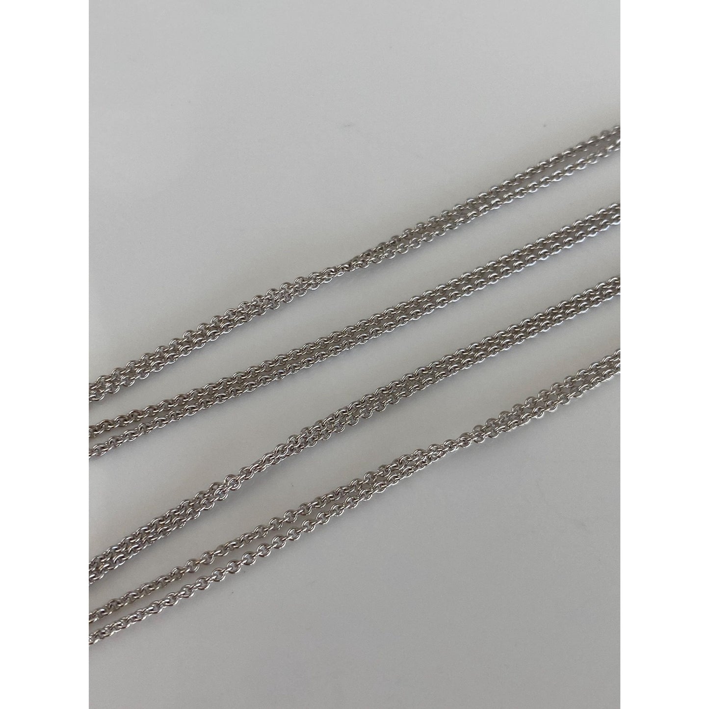 Solid 14k White Gold Double Strand Tight Rolo Chain Necklace - 18.25 inches