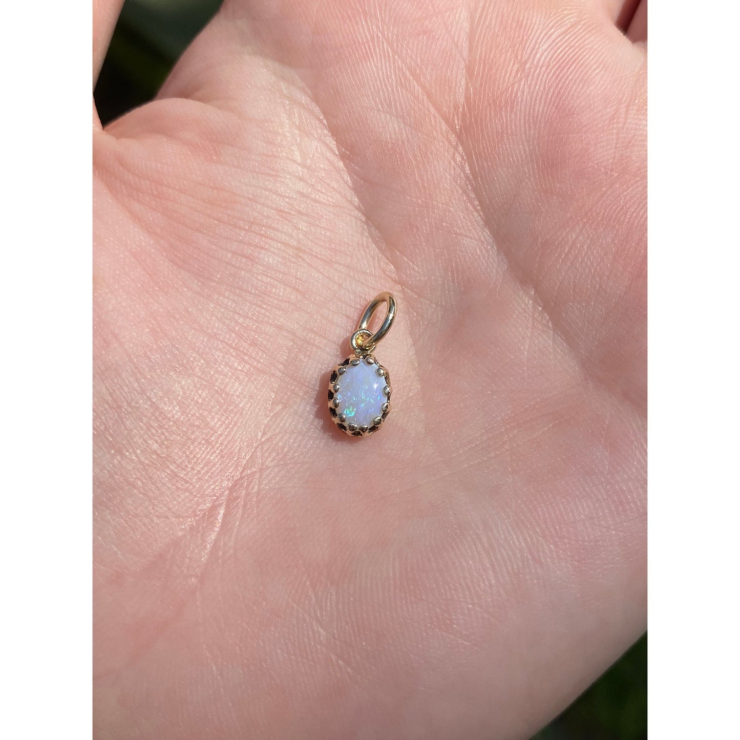 Vintage Solid 14k Yellow Gold Opal Charm