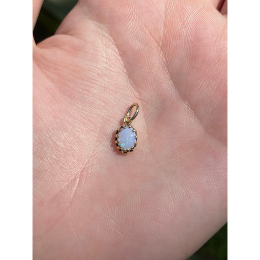 Vintage Solid 14k Yellow Gold Opal Charm