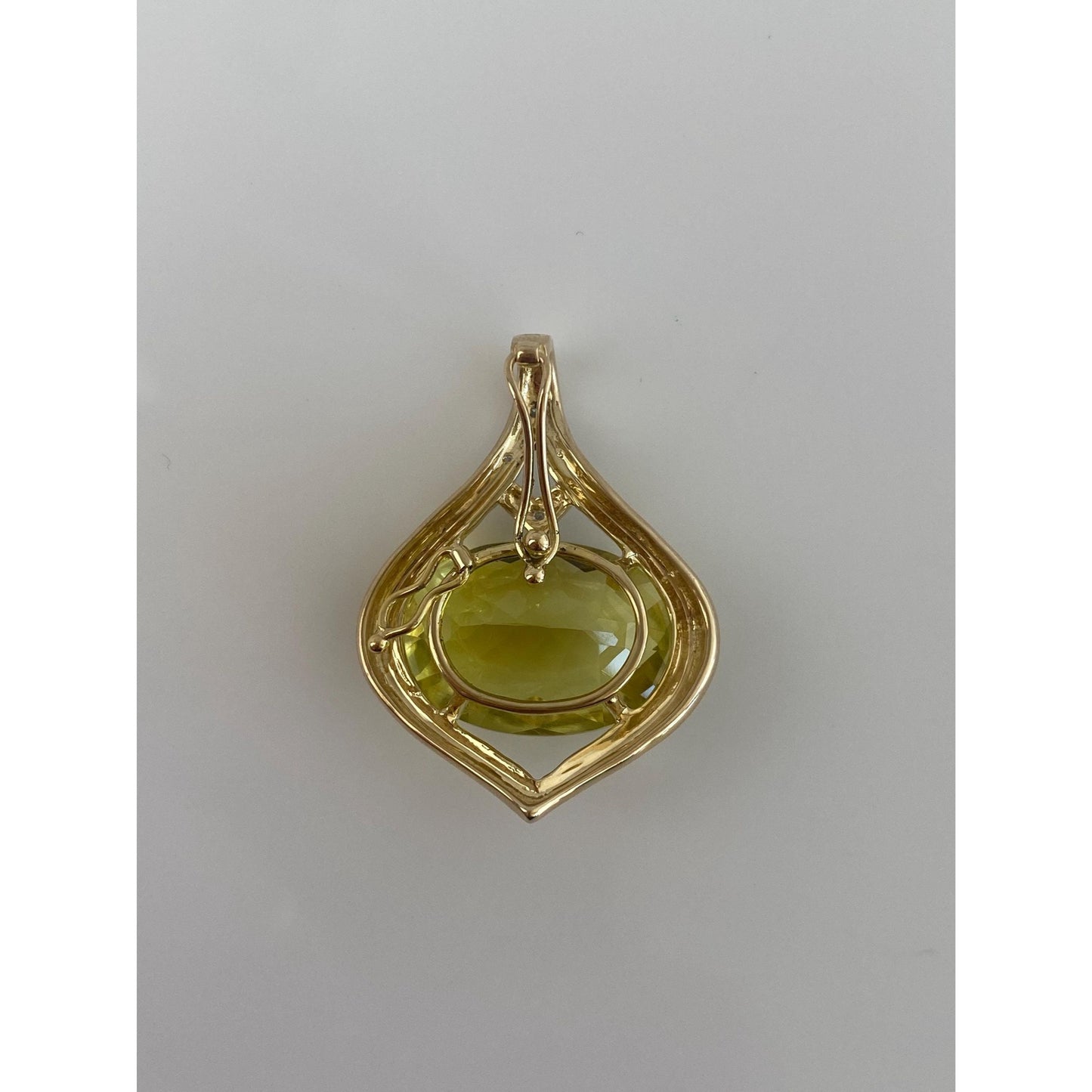 Solid 14k Yellow Gold Diamond Lemon Quartz Charm