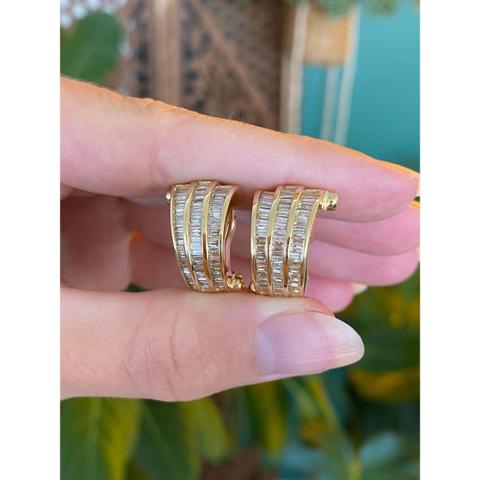 Vintage Solid 14k Yellow Gold Diamond Drop Earrings