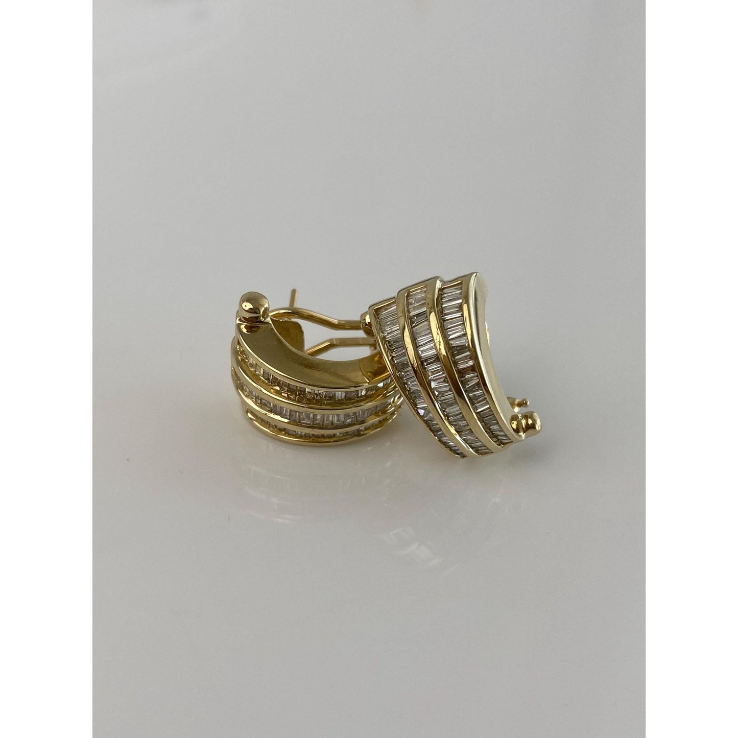 Vintage Solid 14k Yellow Gold Diamond Drop Earrings