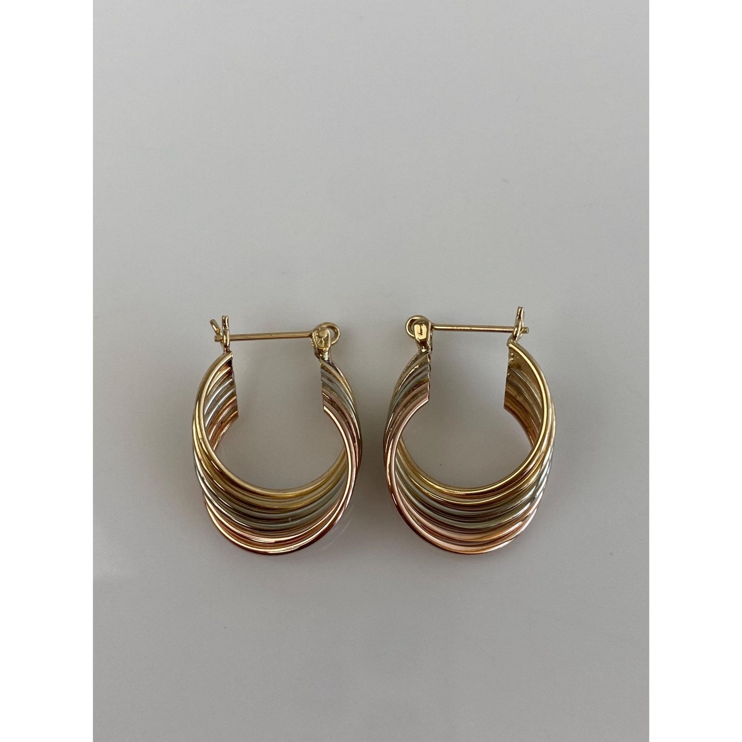 Vintage 14k Tri Tone Gold Layered Hoop Earrings