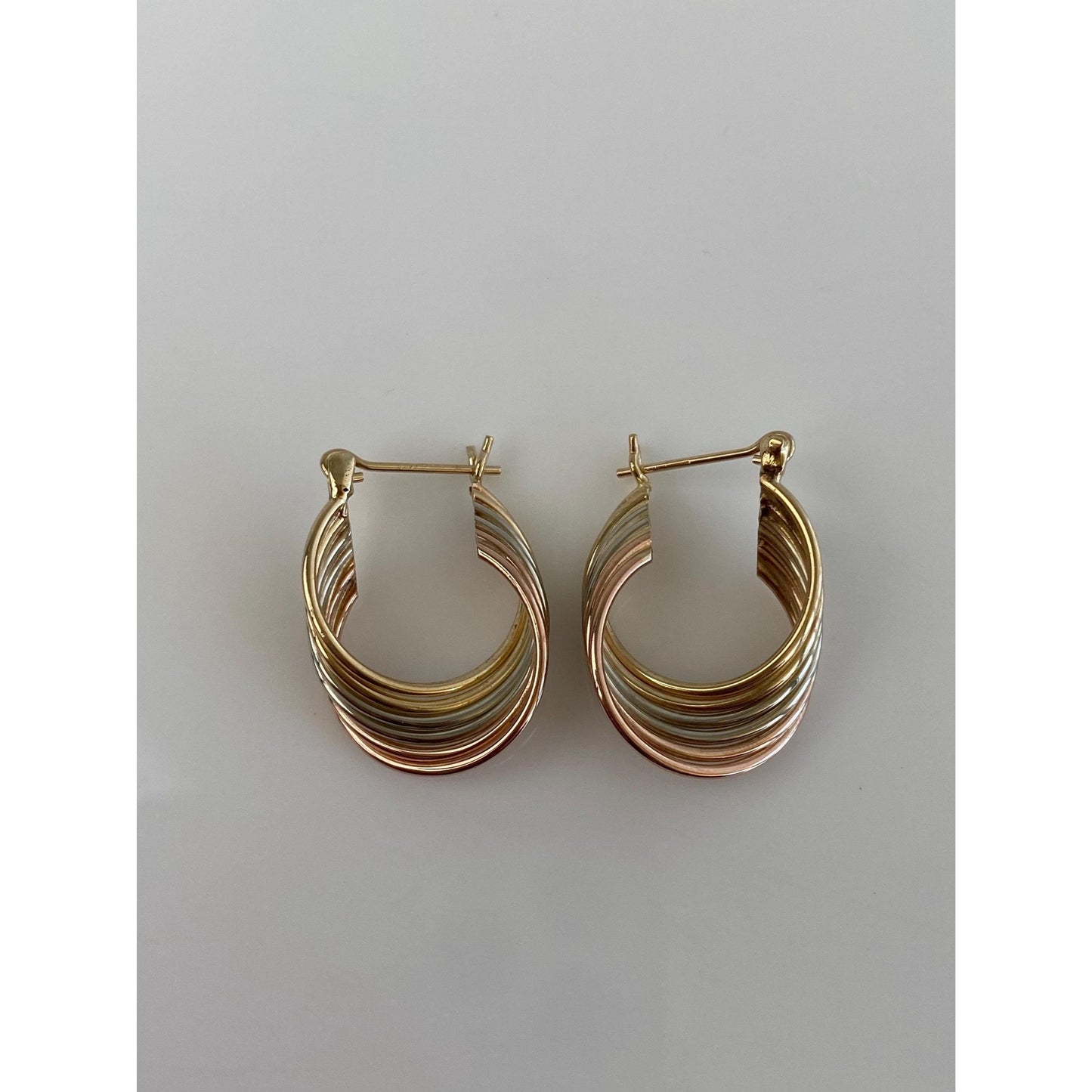 Vintage 14k Tri Tone Gold Layered Hoop Earrings