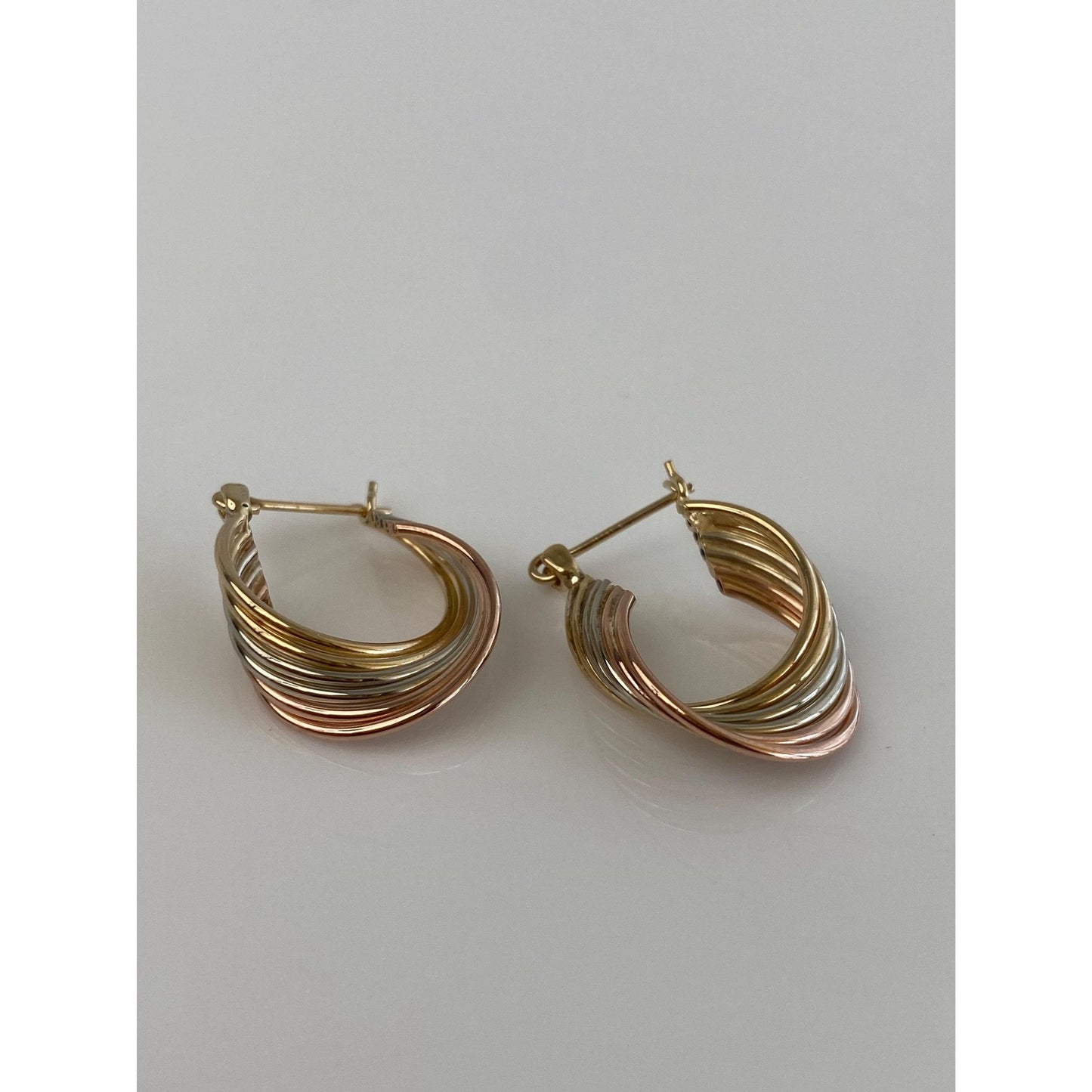 Vintage 14k Tri Tone Gold Layered Hoop Earrings