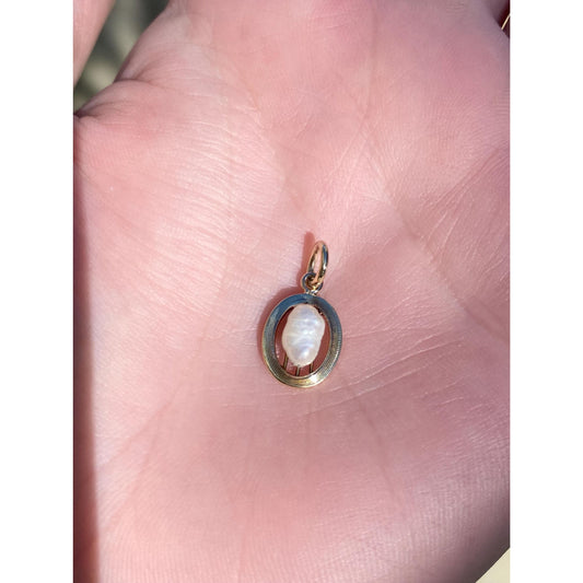 Vintage Solid 14k Yellow Gold Pearl Stick Pin Conversion Charm