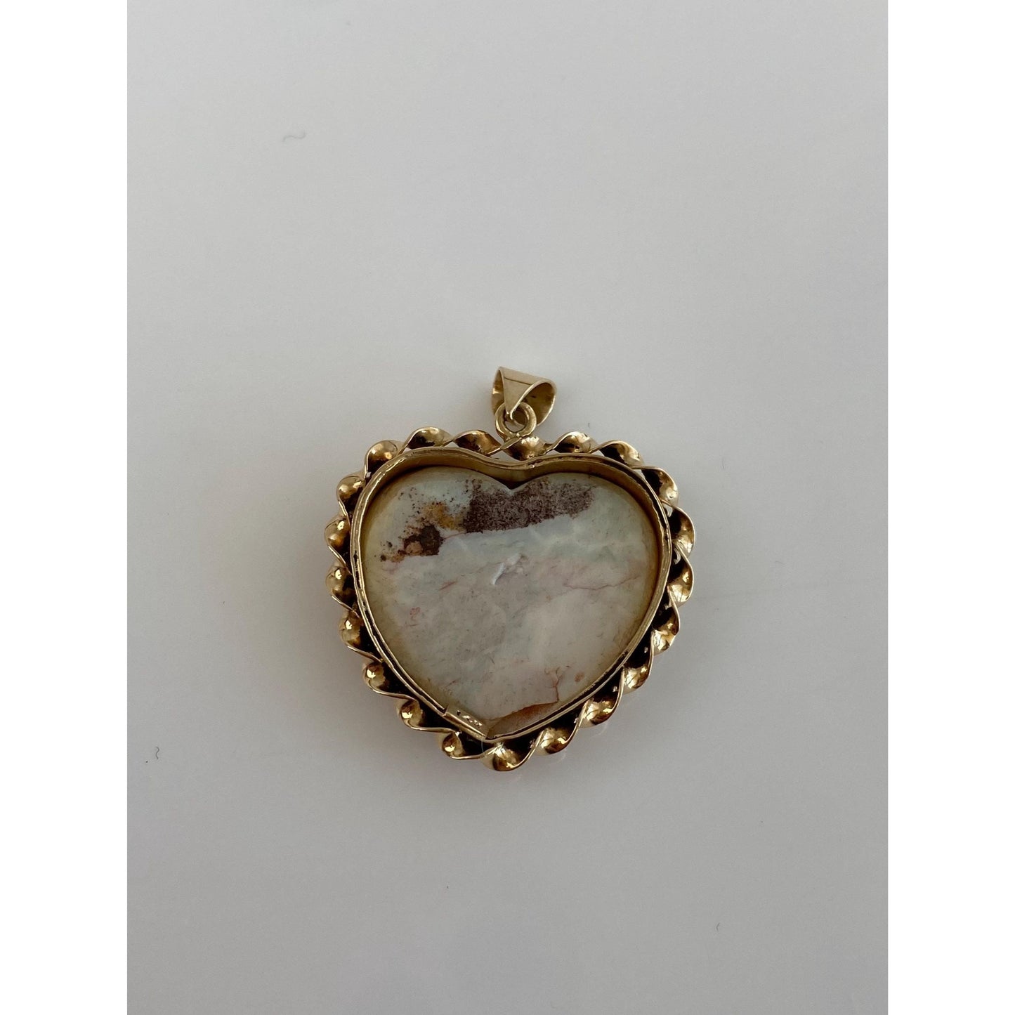 Vintage Solid 14k Yellow Gold Opal Heart Charm