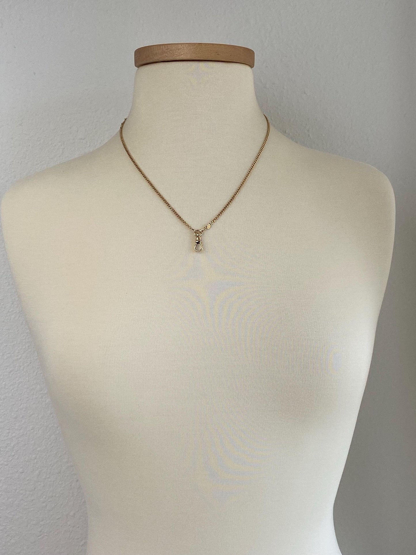 Vintage Solid 14k Yellow Gold Curb Chain Charm Holder Necklace - 20.5 inches