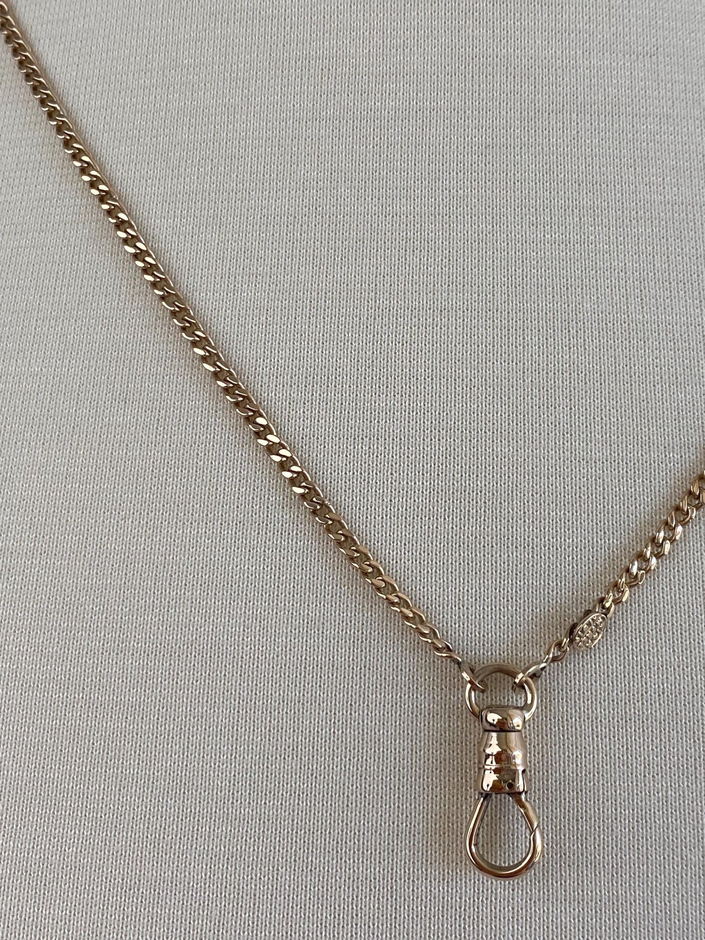 Vintage Solid 14k Yellow Gold Curb Chain Charm Holder Necklace - 20.5 inches
