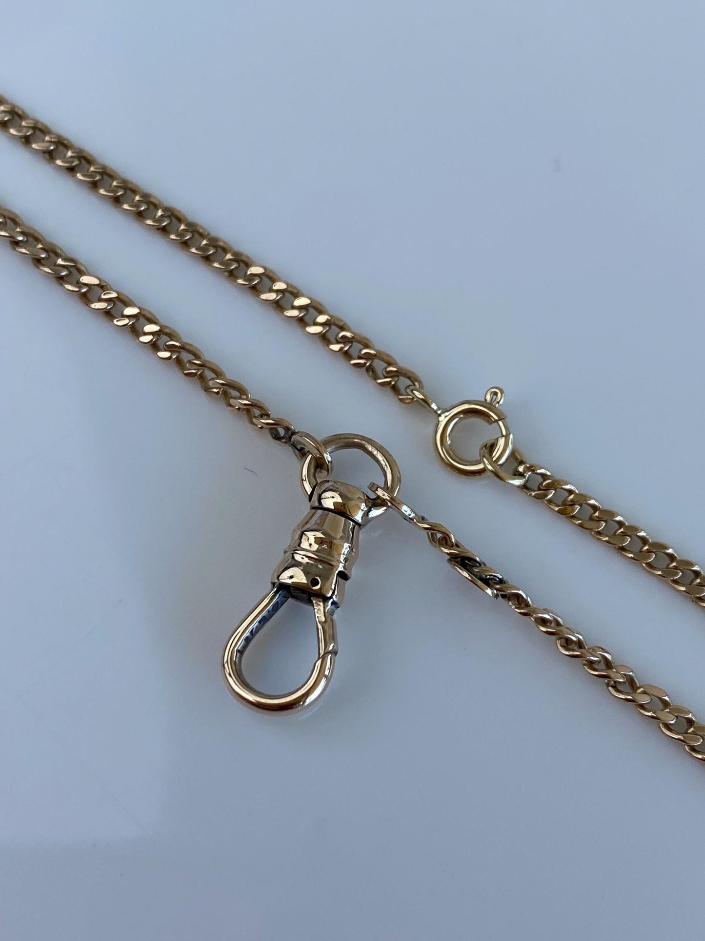 Vintage Solid 14k Yellow Gold Curb Chain Charm Holder Necklace - 20.5 inches