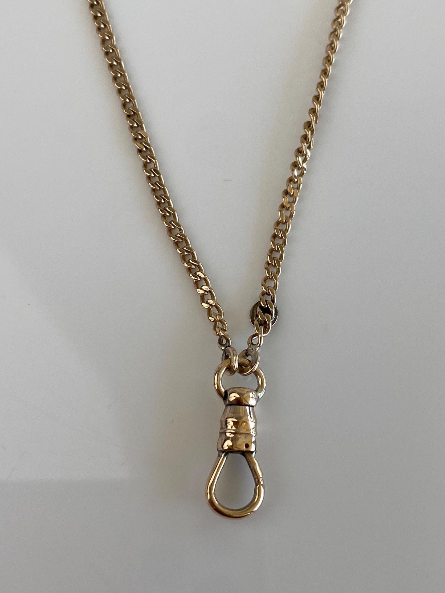 Vintage Solid 14k Yellow Gold Curb Chain Charm Holder Necklace - 20.5 inches