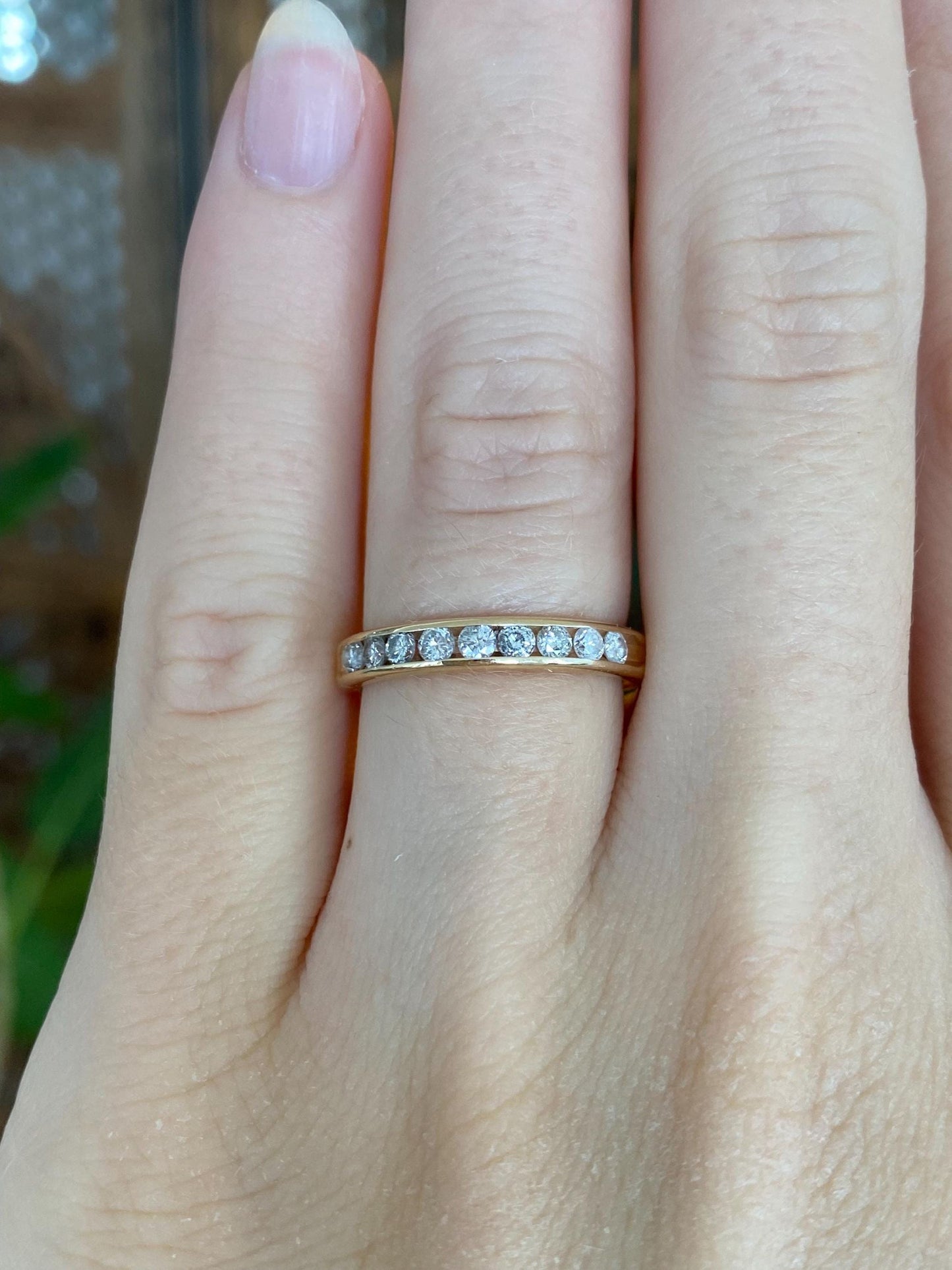 Vintage Solid 14k Yellow Gold Diamond Ring Band - Size 5.75