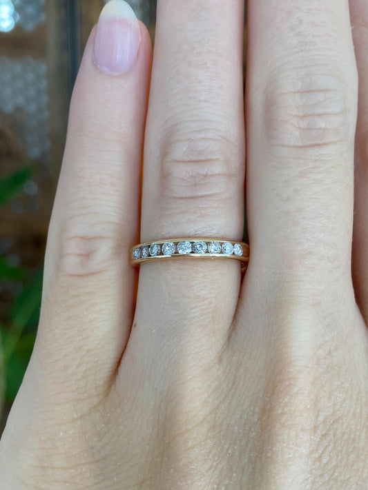 Vintage Solid 14k Yellow Gold Diamond Ring Band - Size 5.75