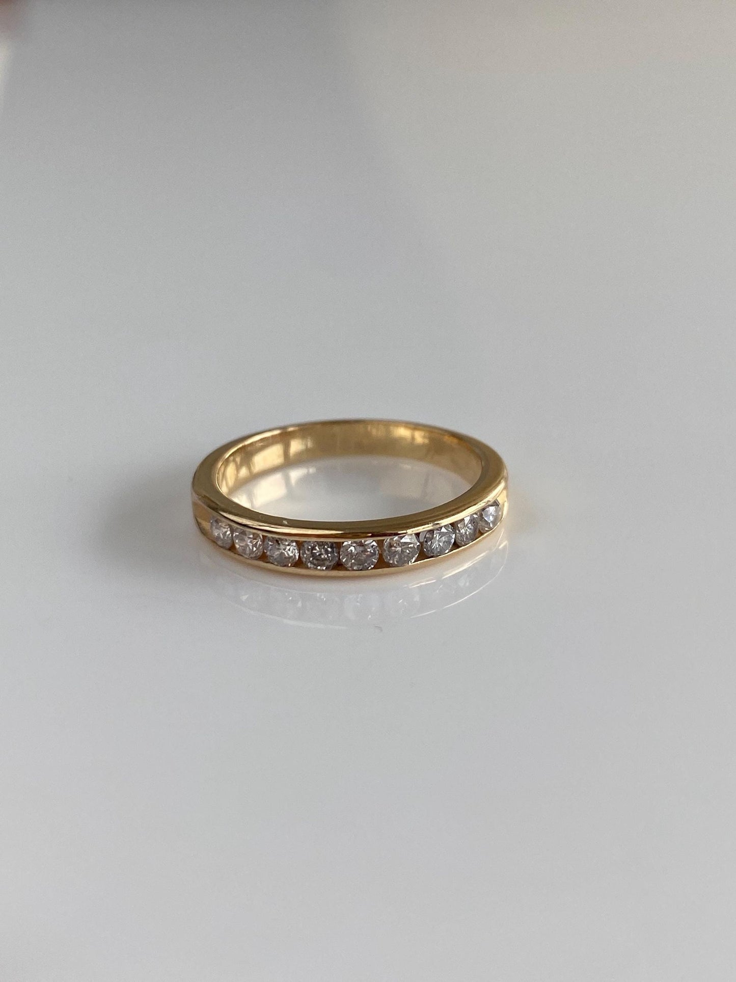 Vintage Solid 14k Yellow Gold Diamond Ring Band - Size 5.75