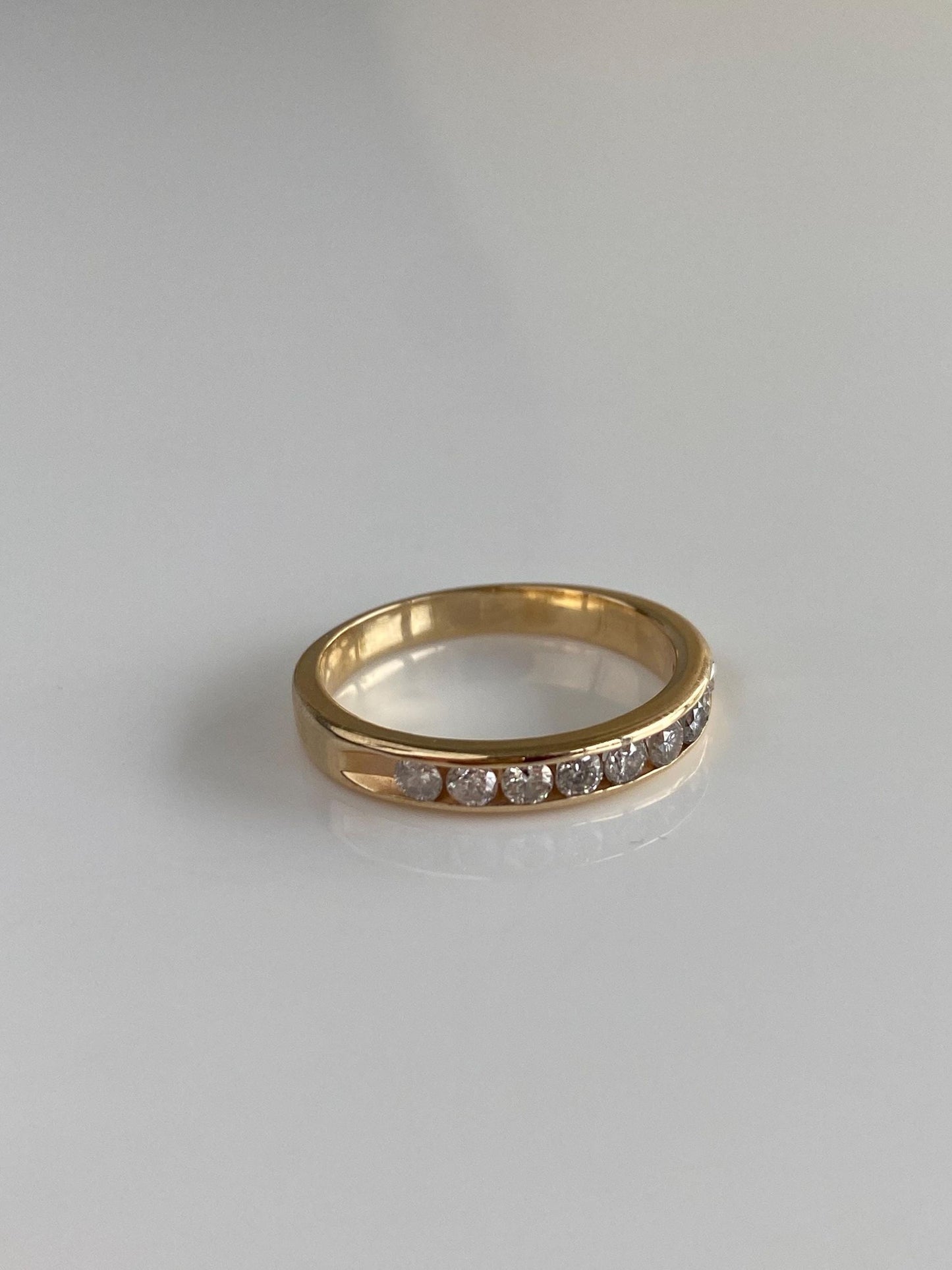 Vintage Solid 14k Yellow Gold Diamond Ring Band - Size 5.75