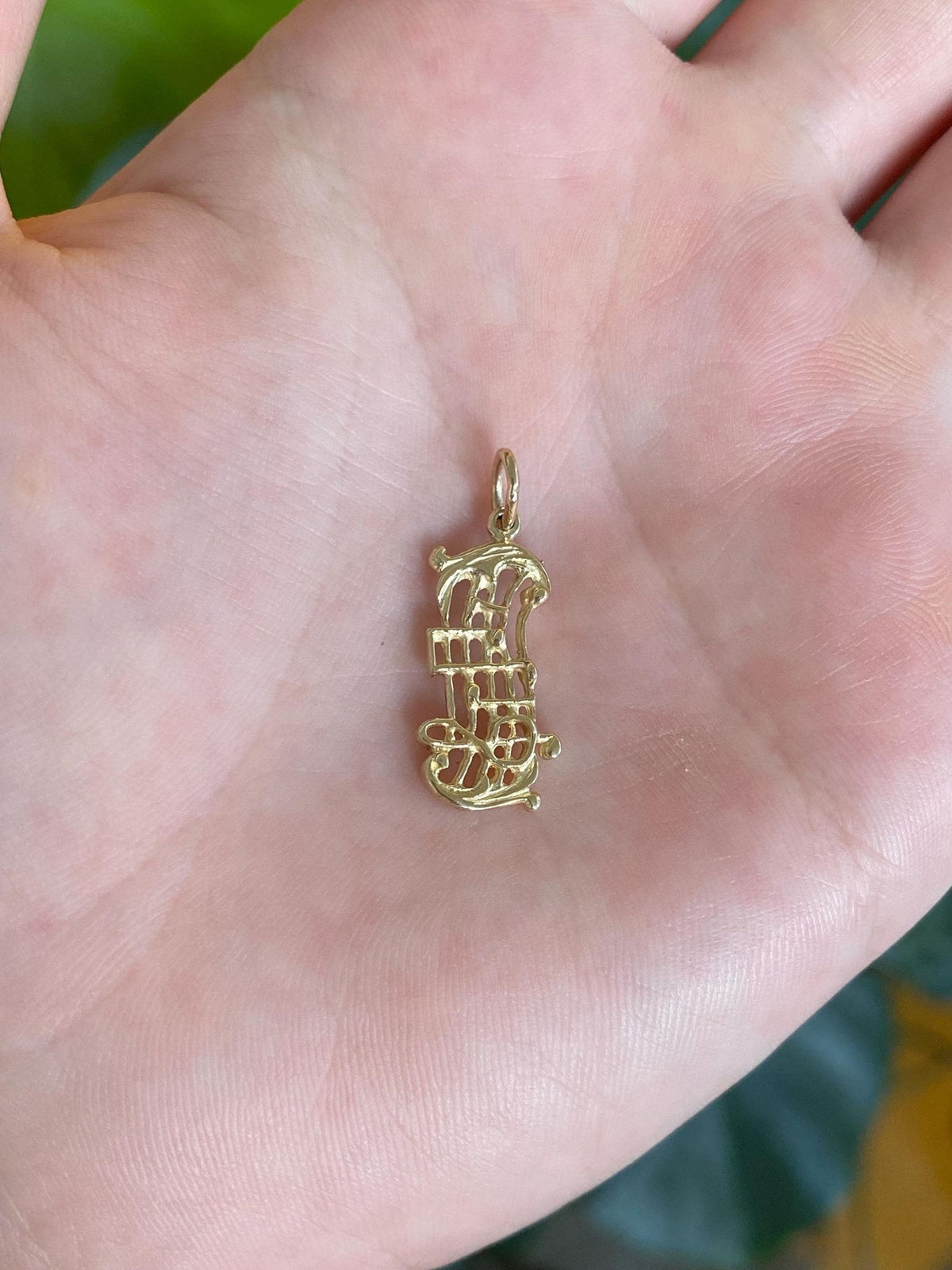 Vintage Solid 10k Yellow Gold Music Notes Charm