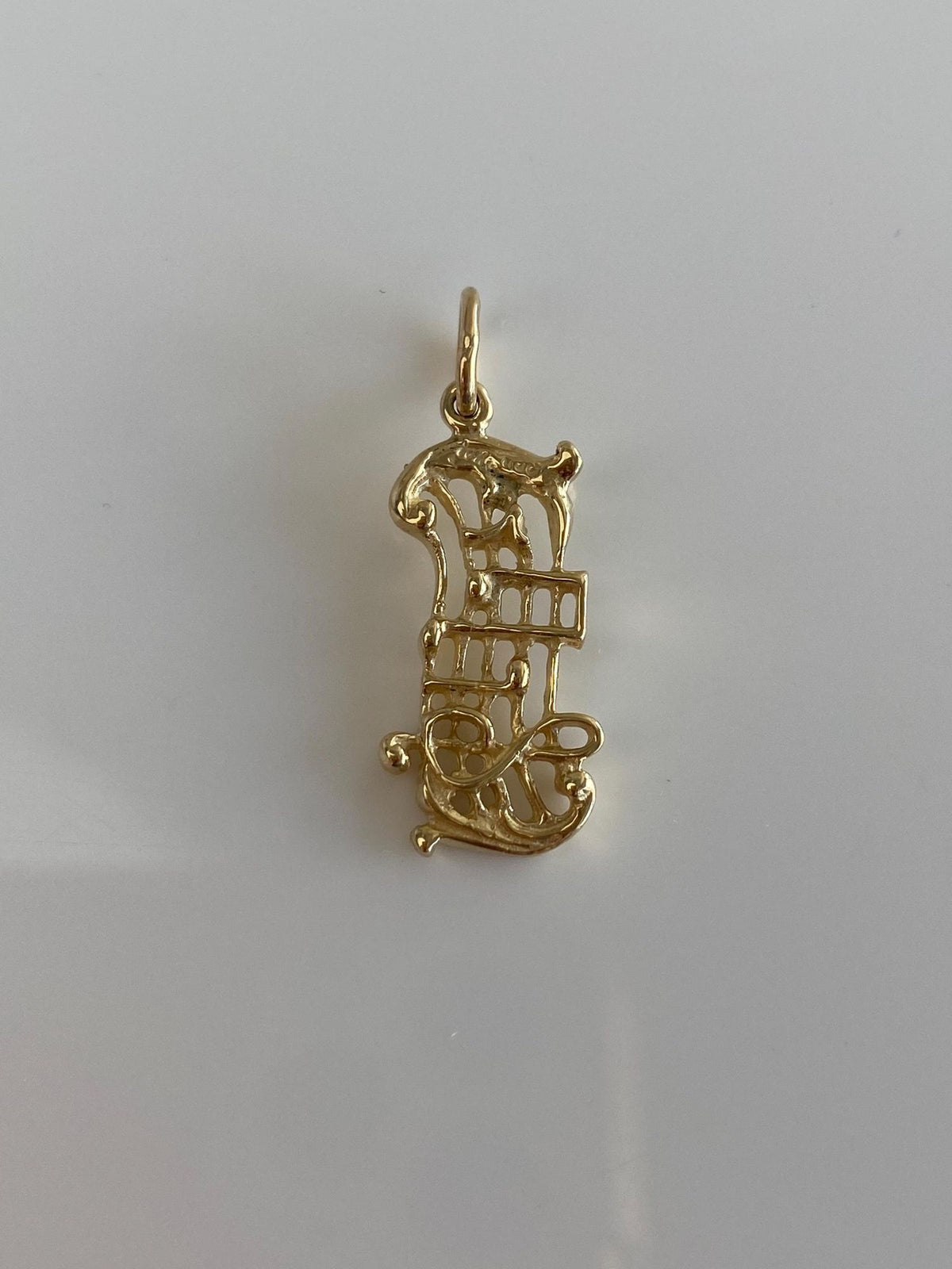 Vintage Solid 10k Yellow Gold Music Notes Charm