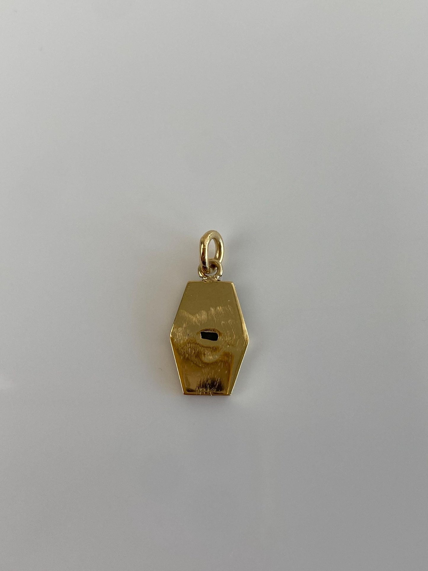 Vintage Solid 18k Yellow Gold Black Onyx Coffin Cufflink Conversion Charm