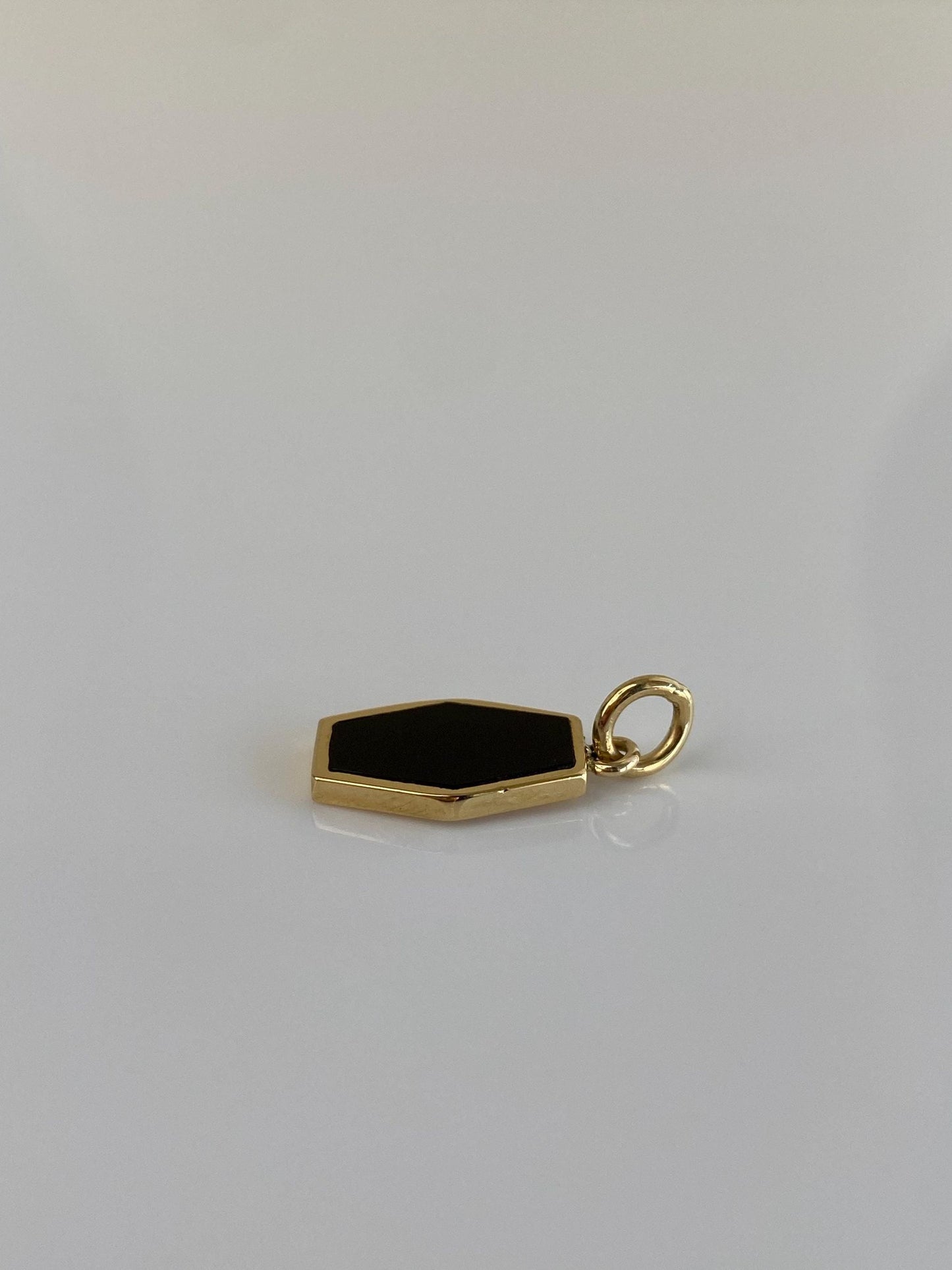Vintage Solid 18k Yellow Gold Black Onyx Coffin Cufflink Conversion Charm