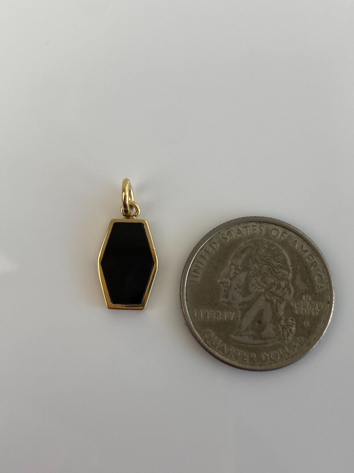 Vintage Solid 18k Yellow Gold Black Onyx Coffin Cufflink Conversion Charm