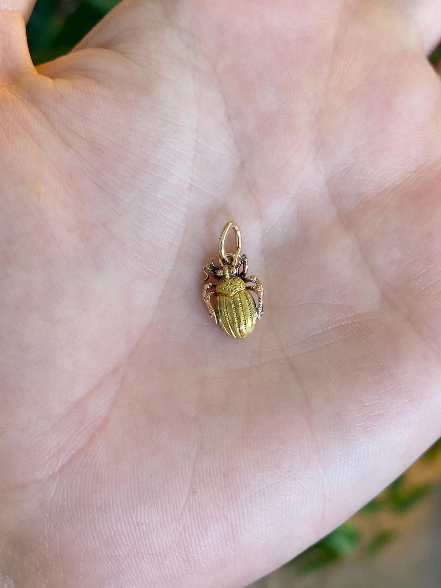 Vintage Solid 14k Rose & Yellow Gold Beetle Charm