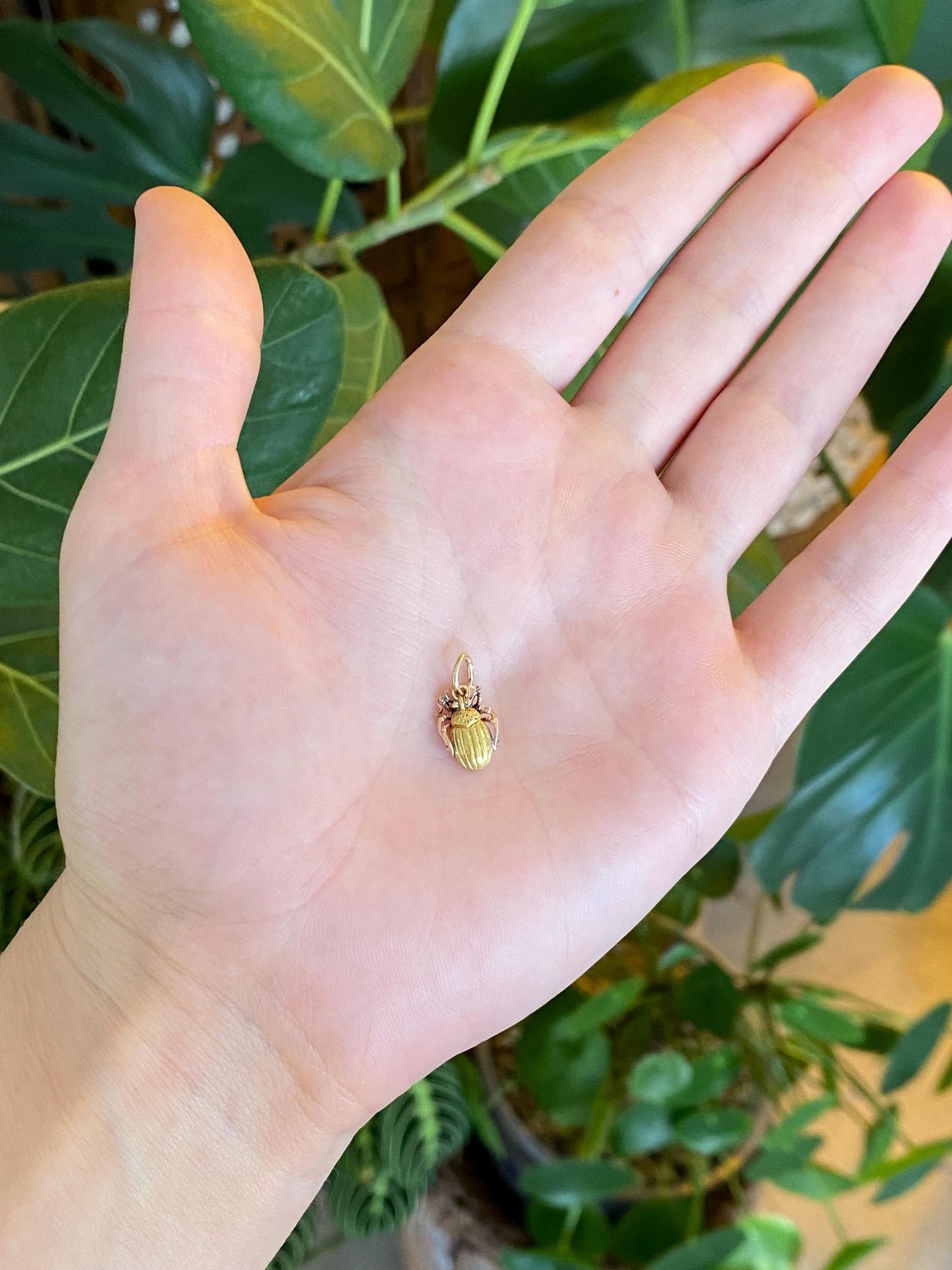 Vintage Solid 14k Rose & Yellow Gold Beetle Charm