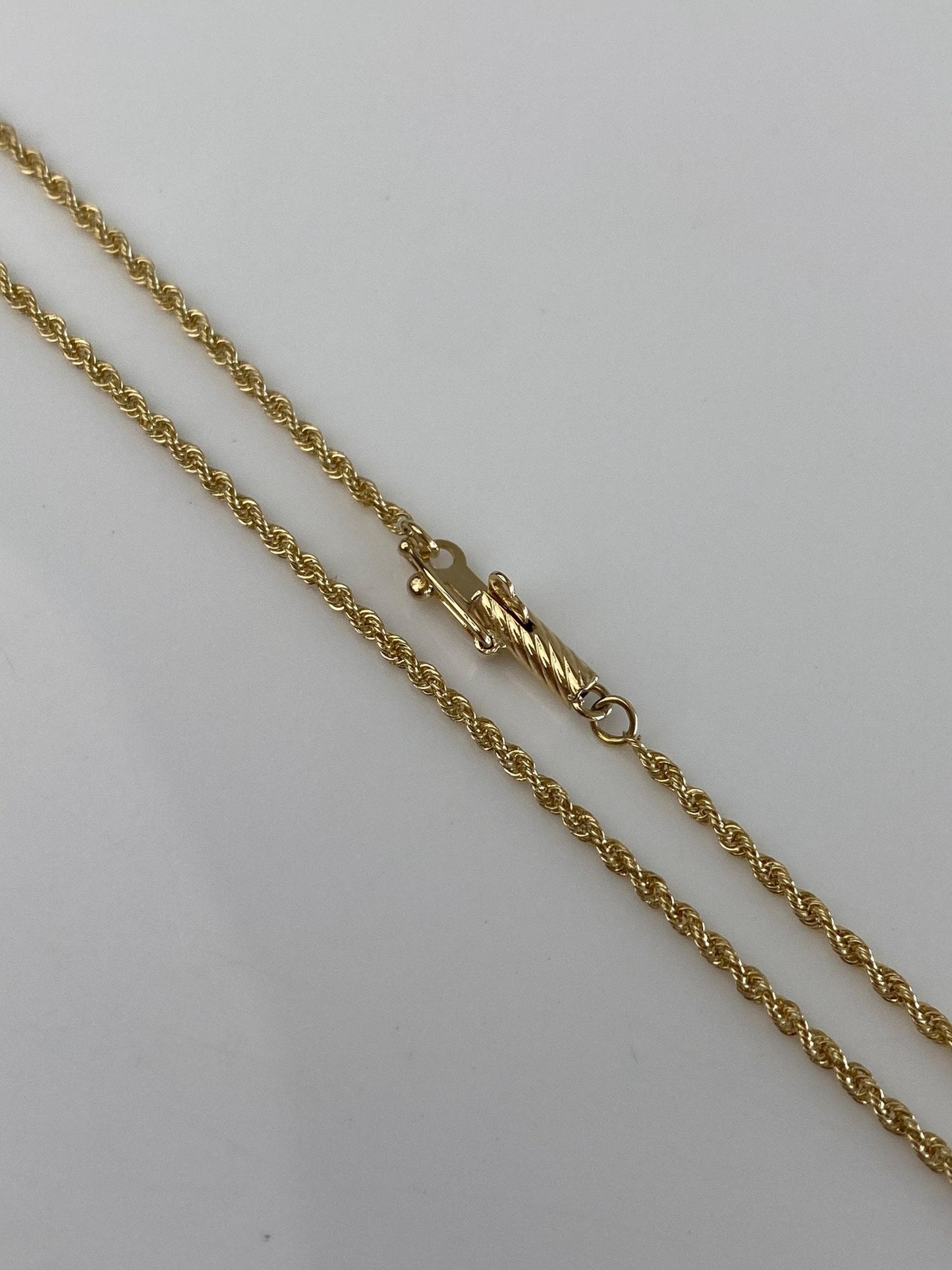 Vintage Solid 14k Yellow Gold Slim Rope Chain Necklace - 17.75 inches