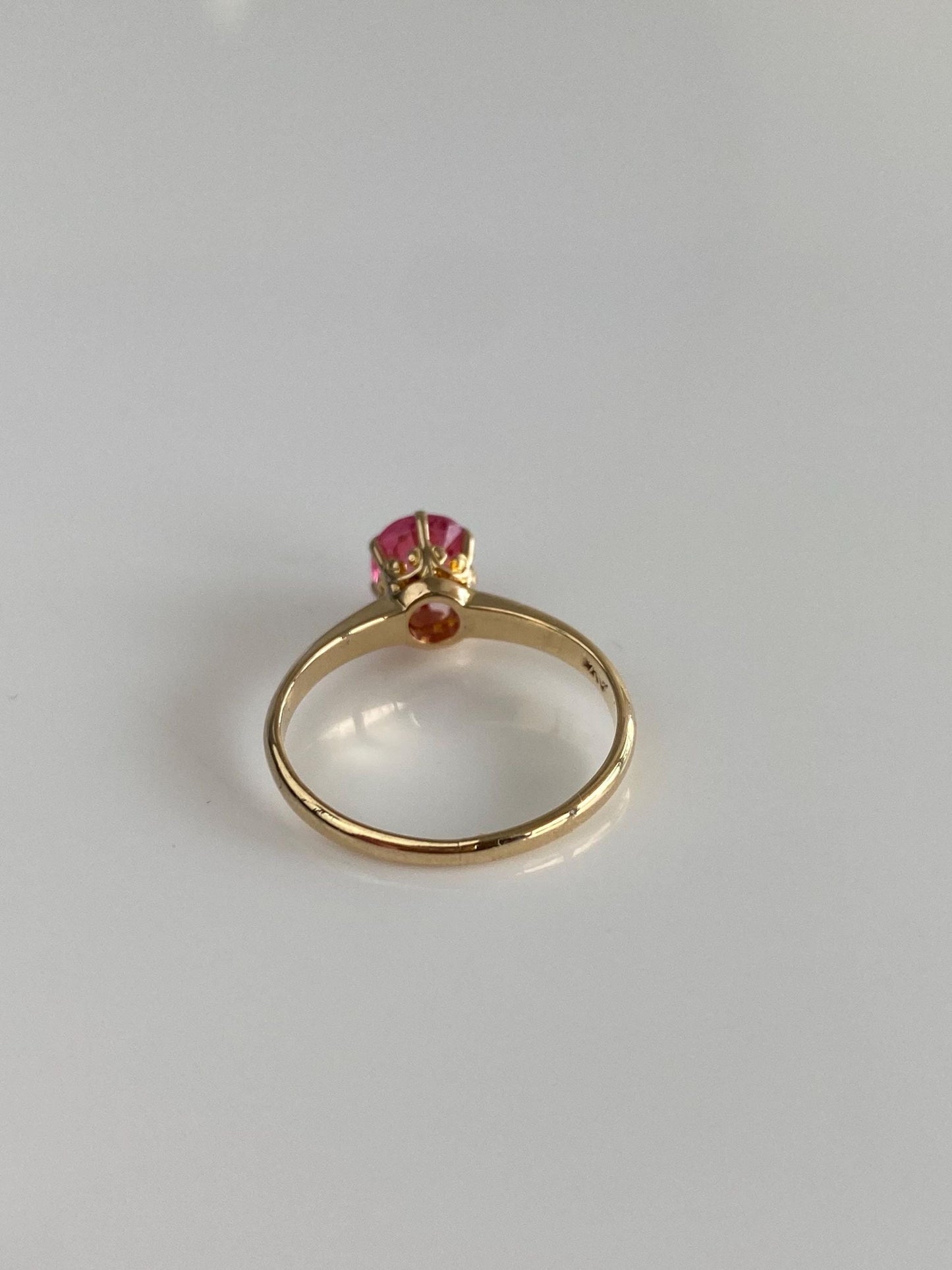 Vintage Solid 14k Yellow Gold Pink Sapphire Ring - Size 3.75