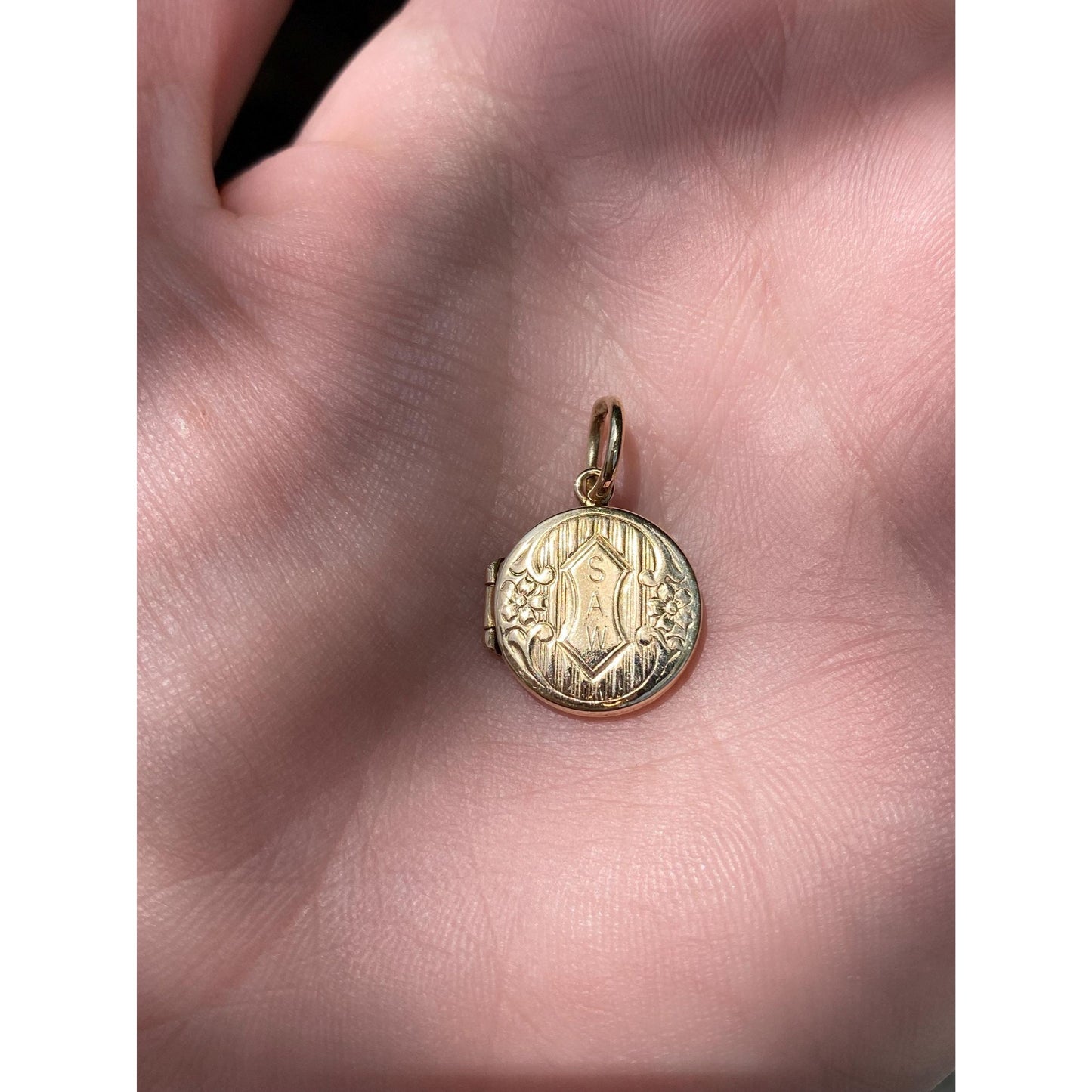Vintage Solid 9k Yellow Gold Monogram Locket Charm