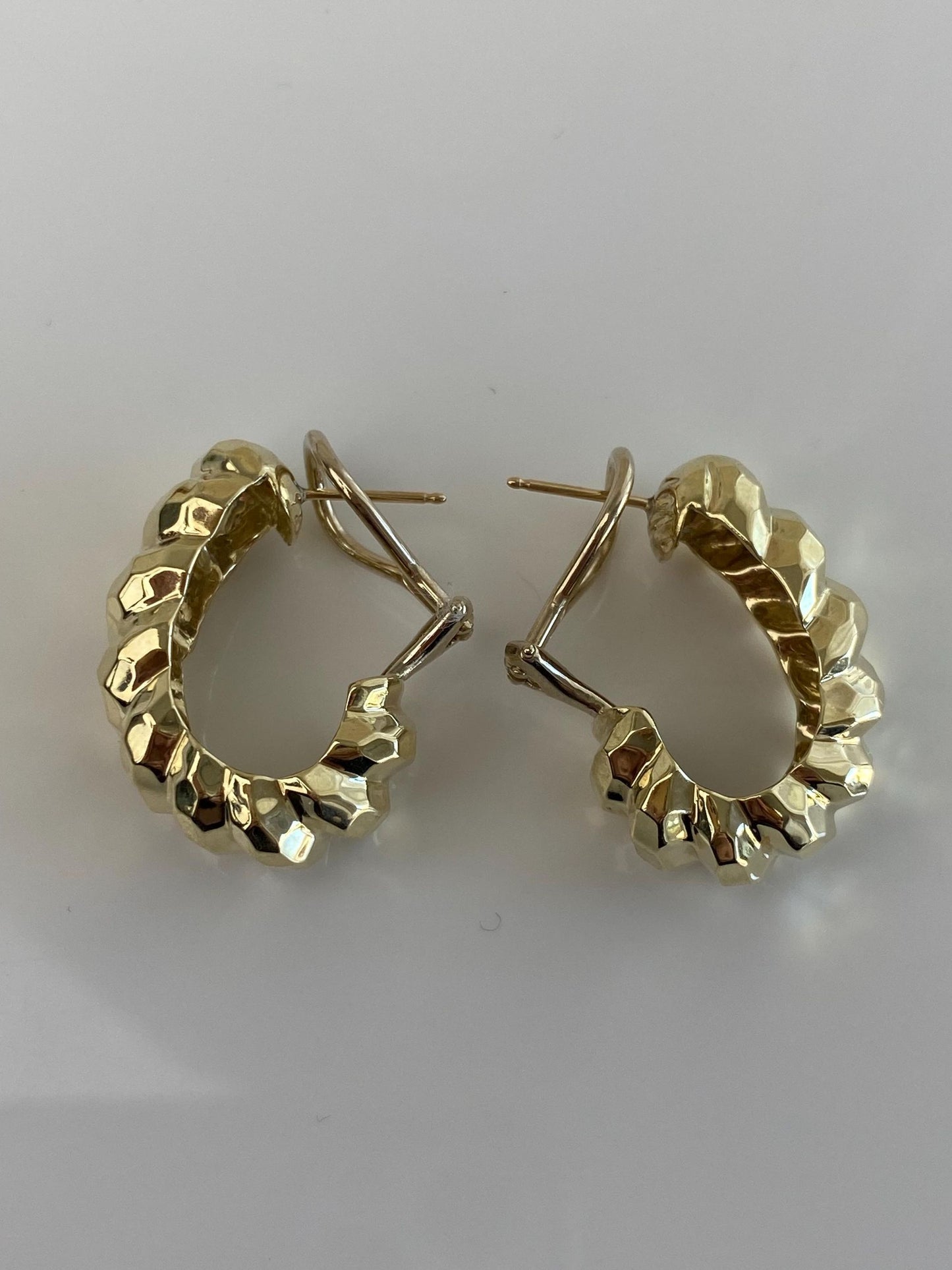 Vintage Solid 14k Yellow Gold Faceted Twist Drop Earrings