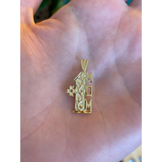 Vintage Solid 14k Yellow Gold #1 Mom Charm