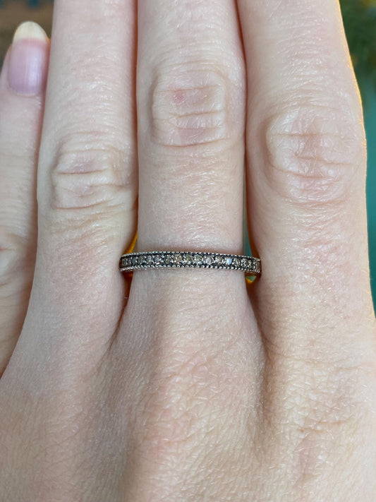 Vintage 14k White Gold Champagne Diamond Ring - Size 8.75