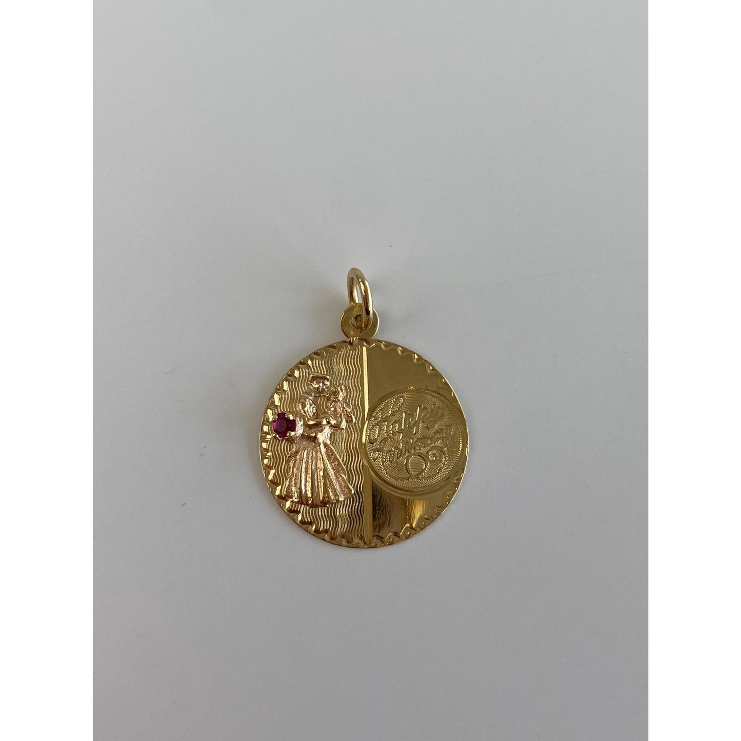 Vintage Solid 14k Pink Cubic Zirconia 'Happy Anniversary' Charm