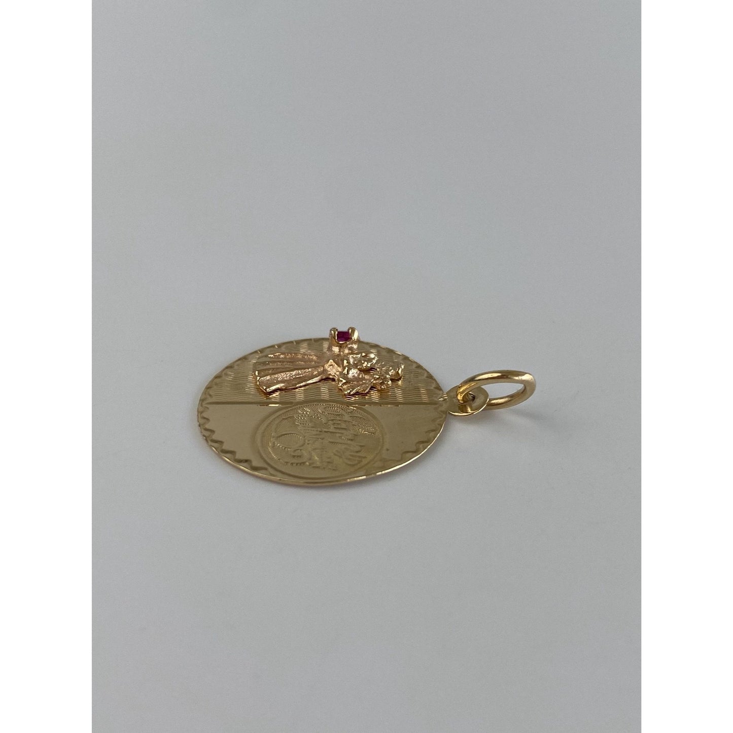 Vintage Solid 14k Pink Cubic Zirconia 'Happy Anniversary' Charm