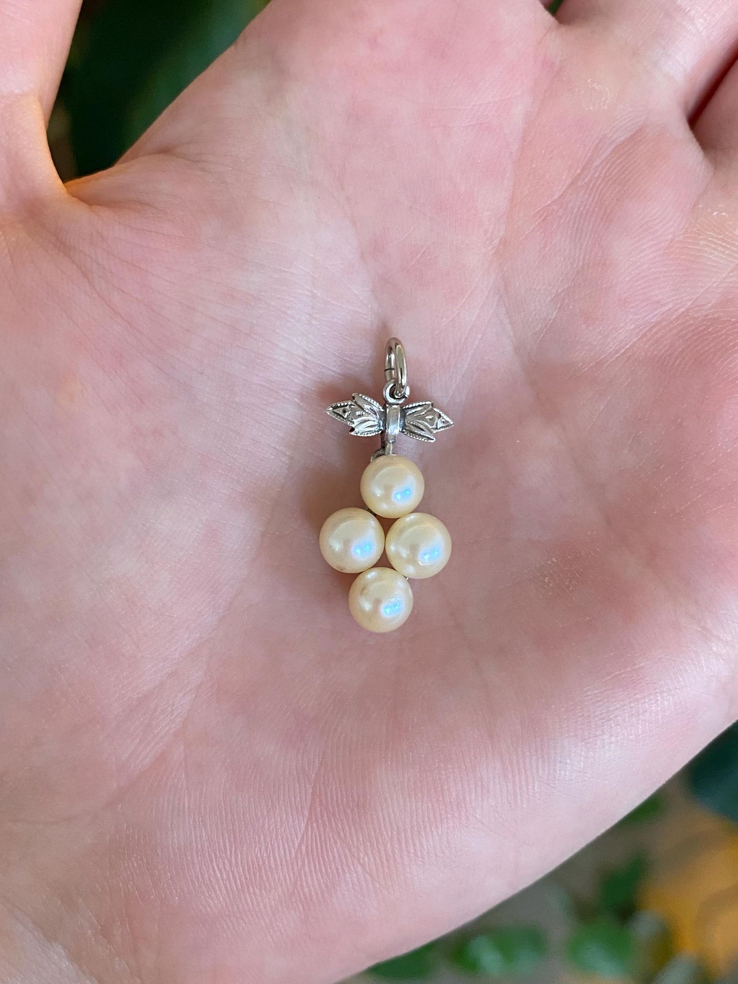Vintage Solid Sterling Silver Pearls Charm