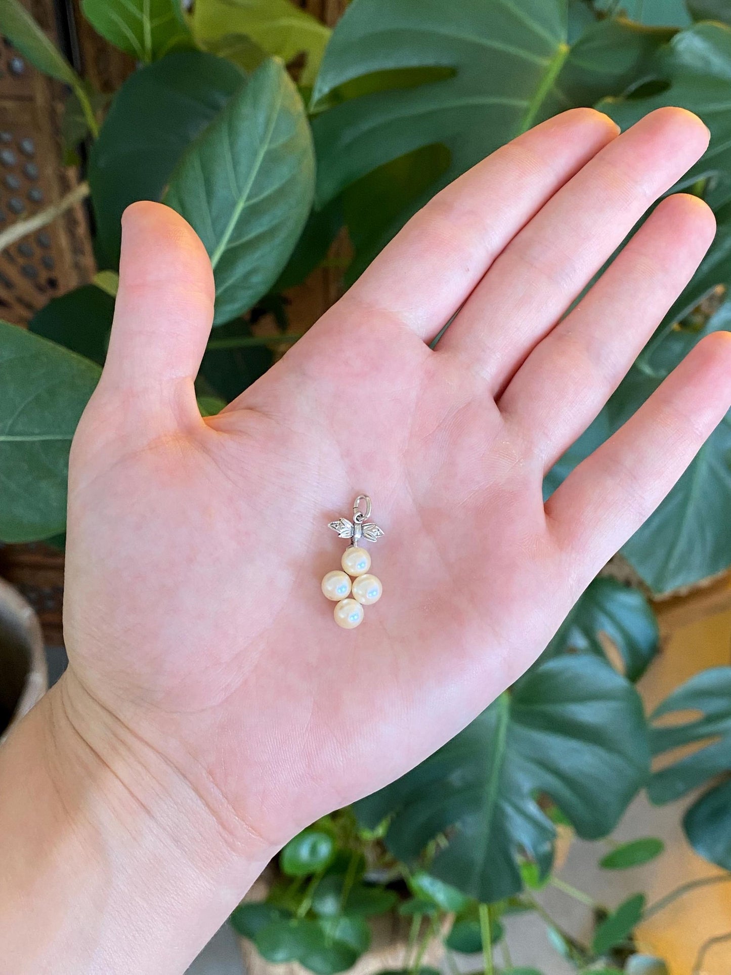 Vintage Solid Sterling Silver Pearls Charm