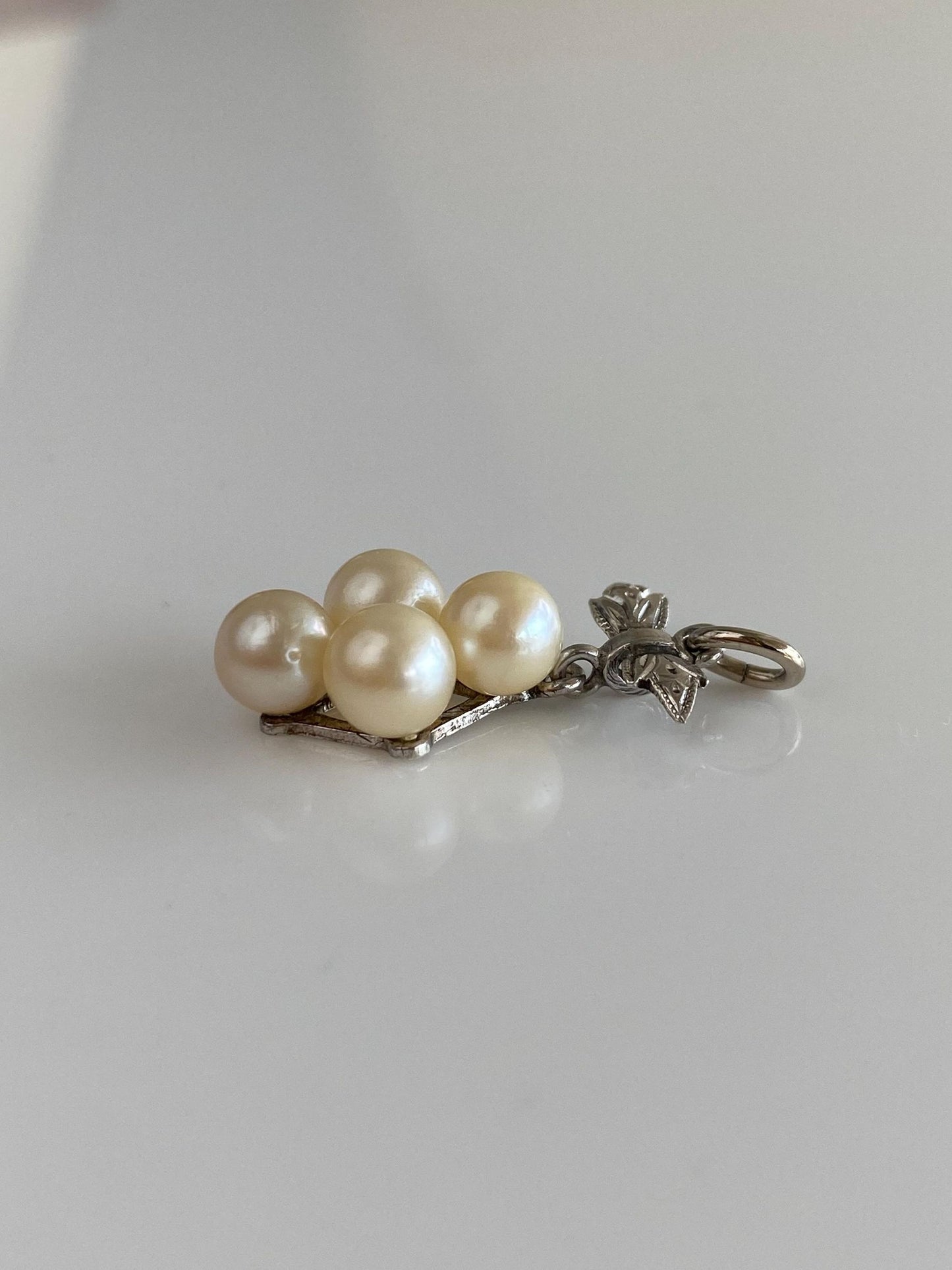 Vintage Solid Sterling Silver Pearls Charm