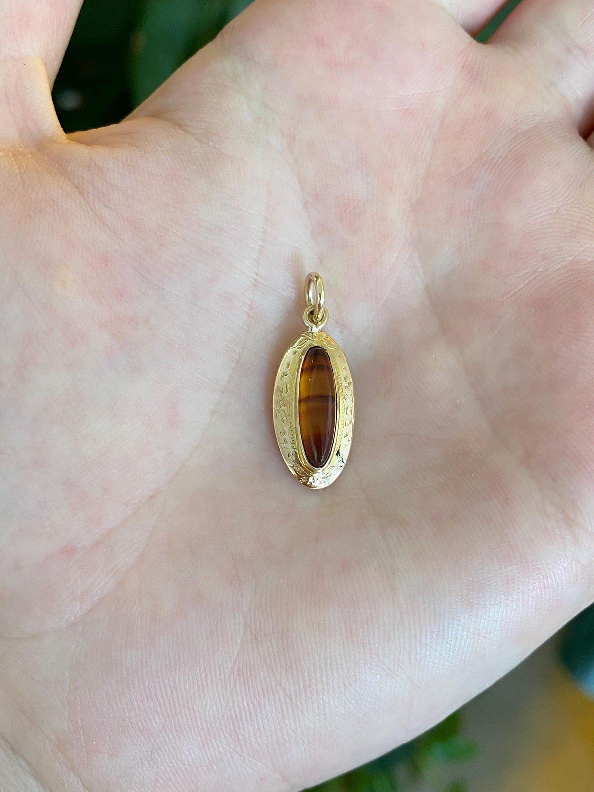 Vintage Solid 10k Yellow Gold Agate Stick Pin Conversion Charm