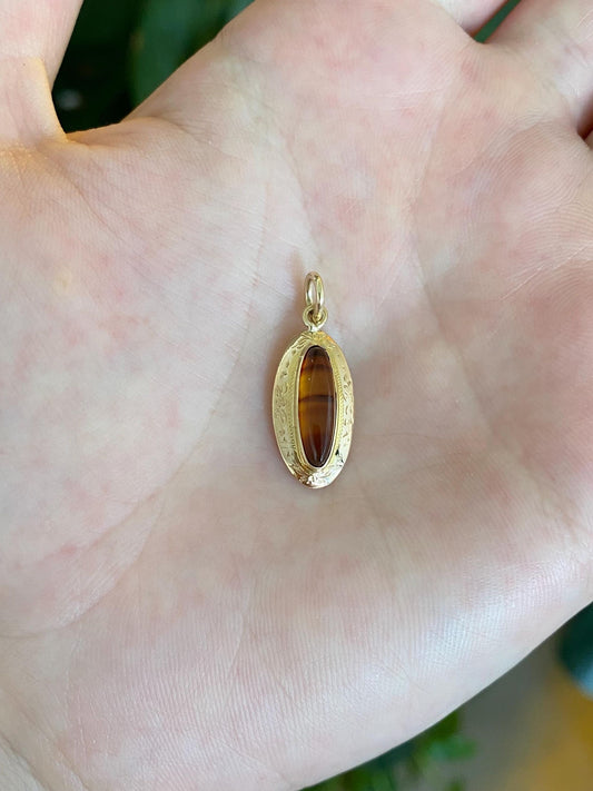 Vintage Solid 10k Yellow Gold Agate Stick Pin Conversion Charm