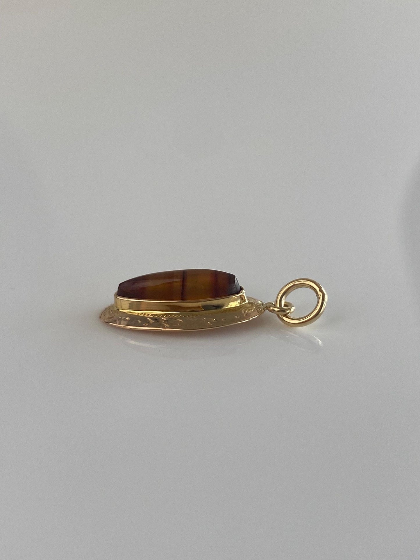 Vintage Solid 10k Yellow Gold Agate Stick Pin Conversion Charm