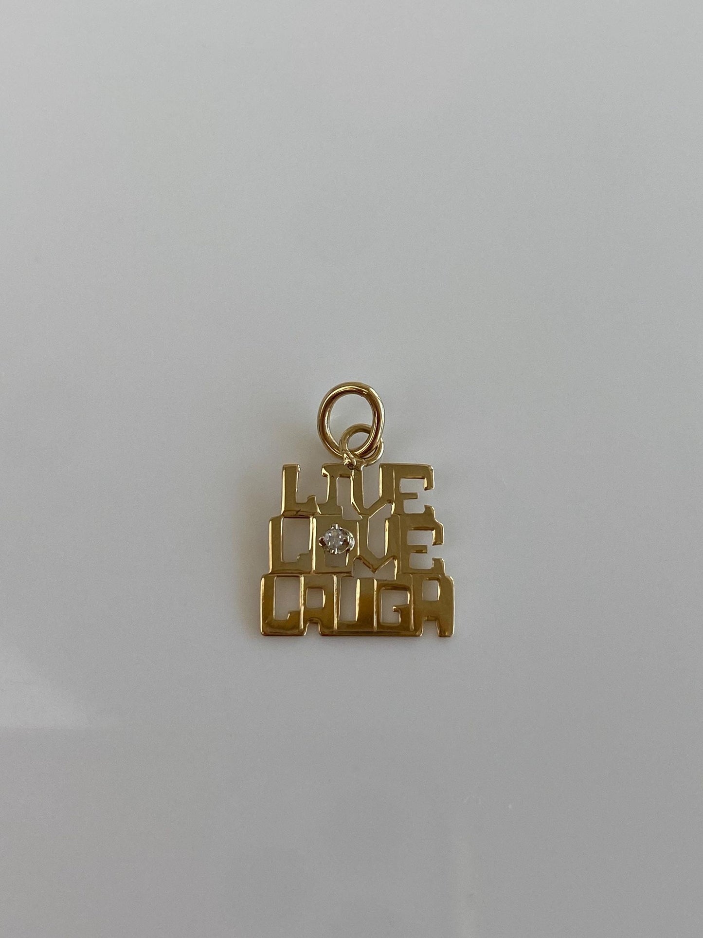 Vintage Solid 14k Yellow Gold Clear Sapphire Live Love Laugh Charm