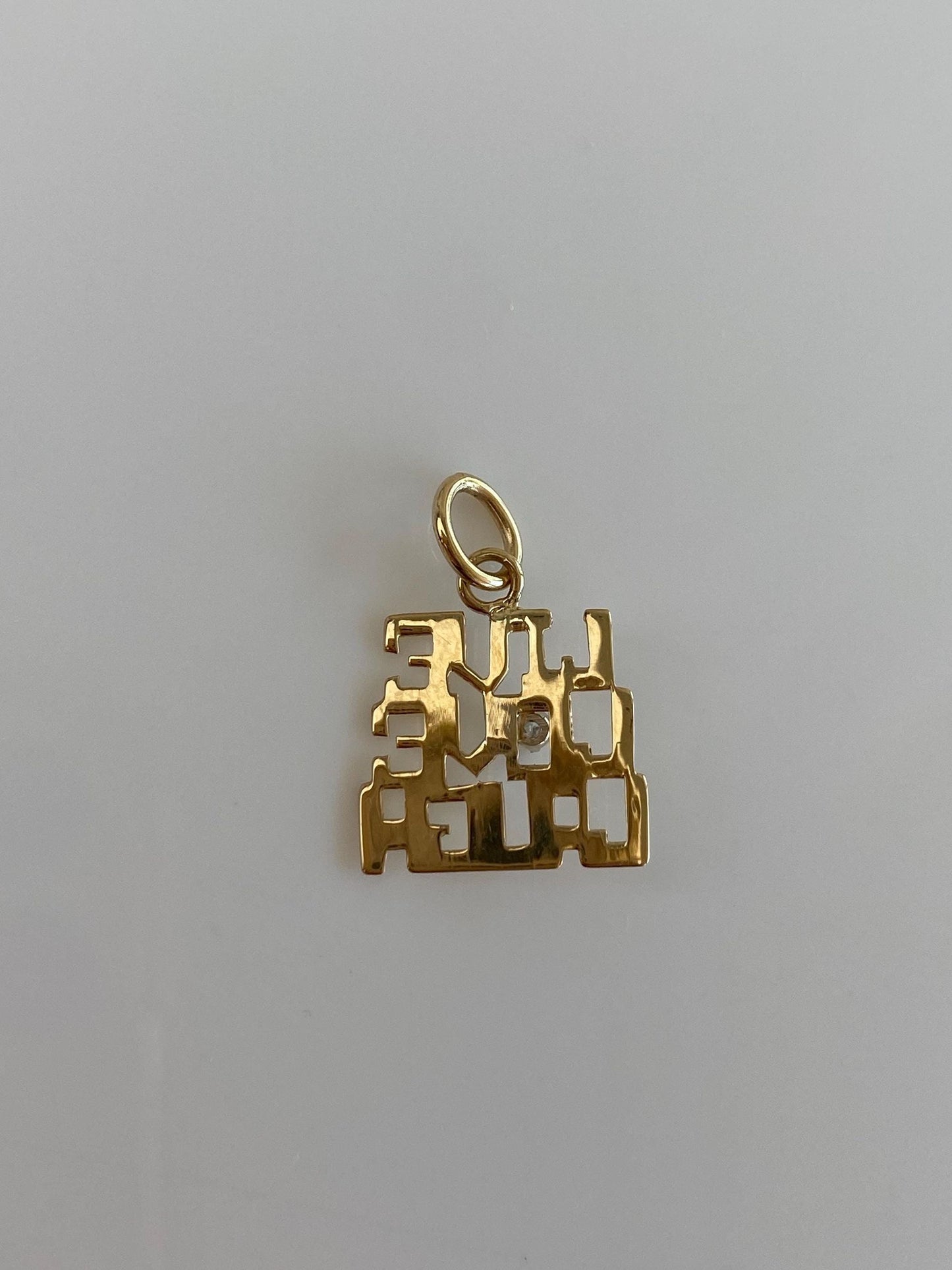 Vintage Solid 14k Yellow Gold Clear Sapphire Live Love Laugh Charm
