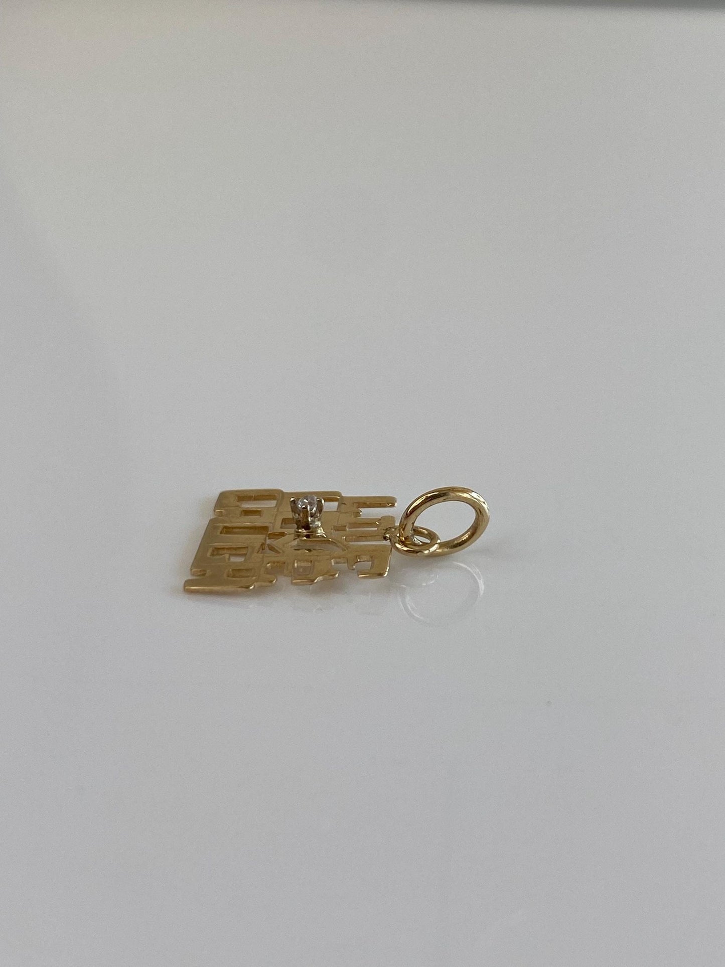 Vintage Solid 14k Yellow Gold Clear Sapphire Live Love Laugh Charm