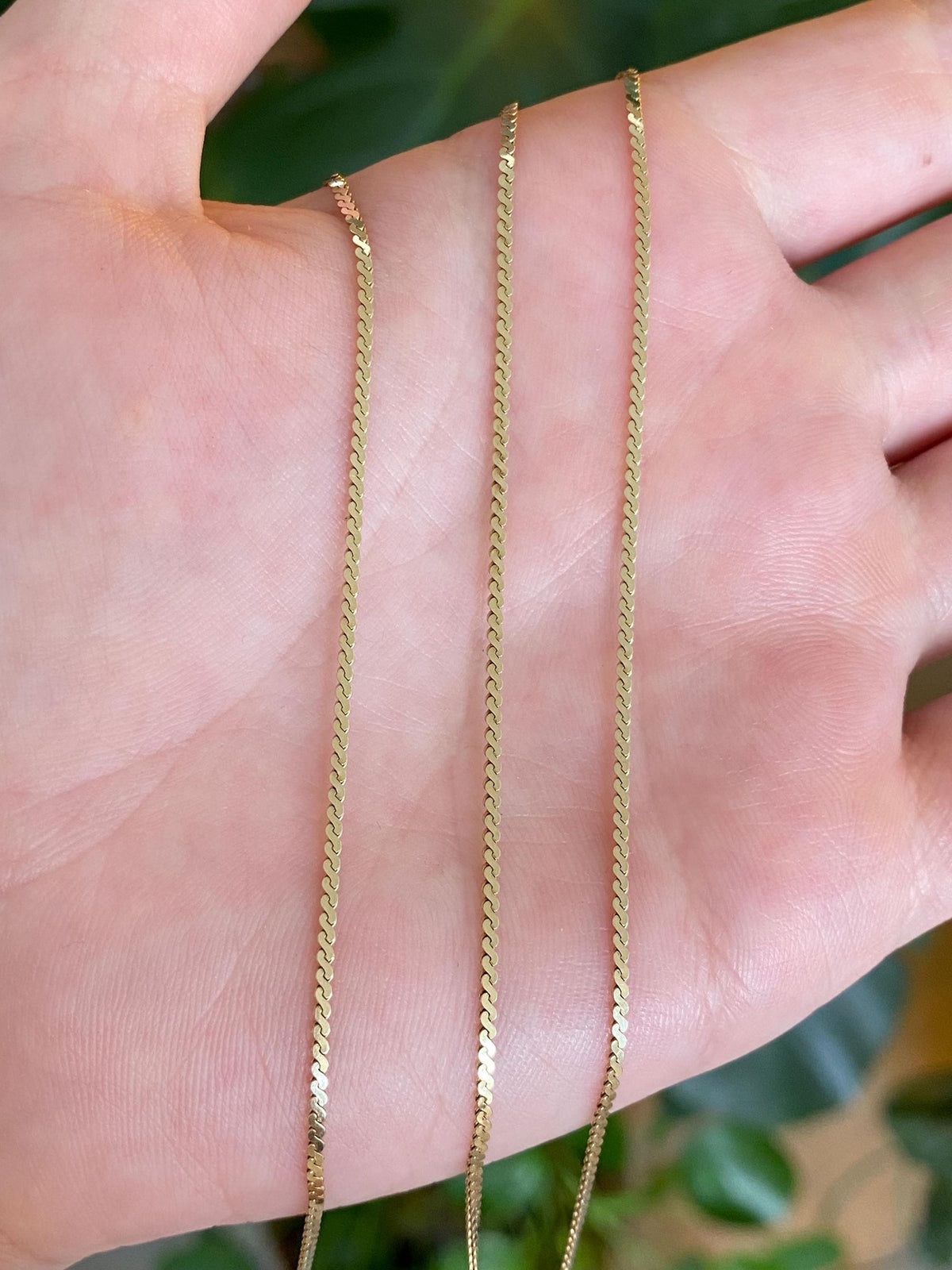 Vintage Solid 14k Yellow Gold Long Serpentine Chain Necklace - 24 inches