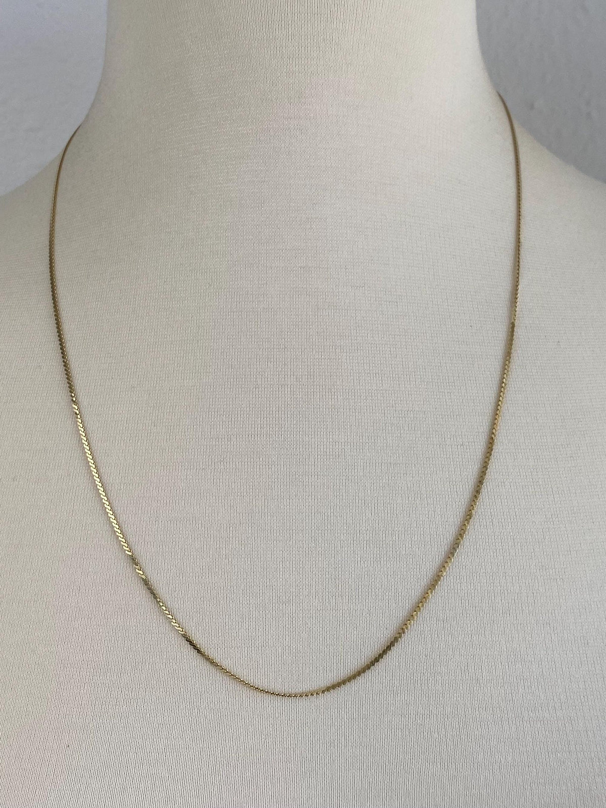 Vintage Solid 14k Yellow Gold Long Serpentine Chain Necklace - 24 inches