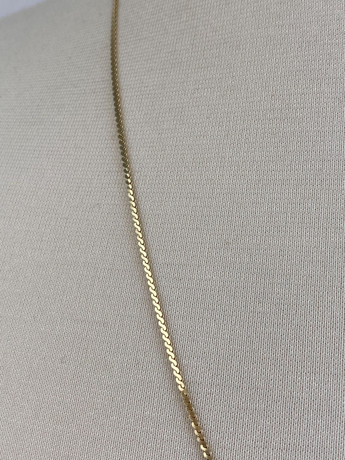 Vintage Solid 14k Yellow Gold Long Serpentine Chain Necklace - 24 inches