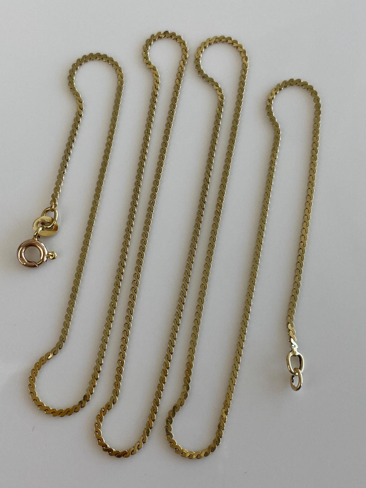 Vintage Solid 14k Yellow Gold Long Serpentine Chain Necklace - 24 inches