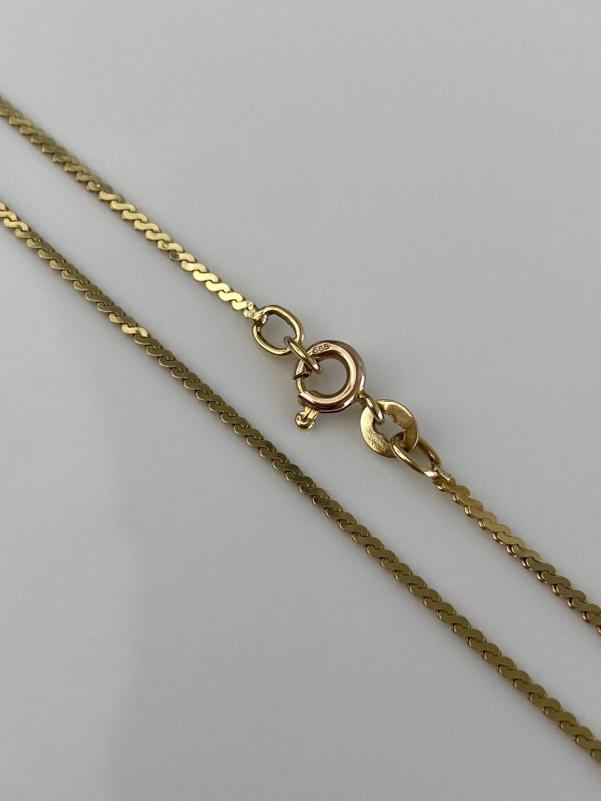 Vintage Solid 14k Yellow Gold Long Serpentine Chain Necklace - 24 inches