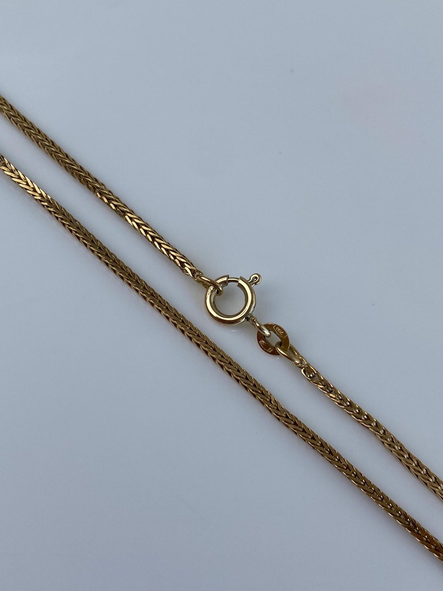 Vintage Solid 18k Yellow Gold Square Wheat Chain Necklace - 24.5 inches