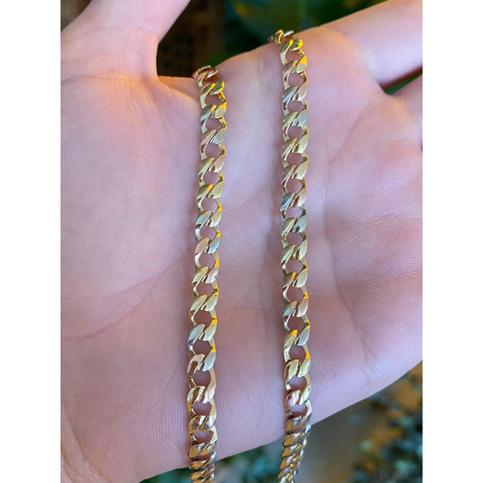Vintage Solid 14k Tri Tone Gold Flat Curb Chain Necklace - 22.5 inches